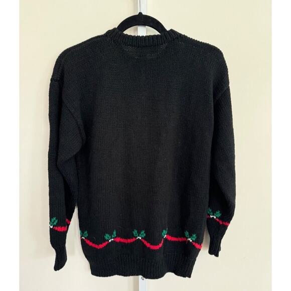 Vintage 90s Charter Club Teddy Bear w/ Chrismast Tree Sweater Size S Hand Knit - Picture 8 of 8